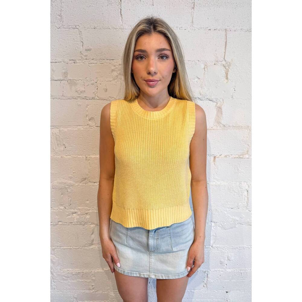 NEW ADELINE sleeveless sweater tank in yellow